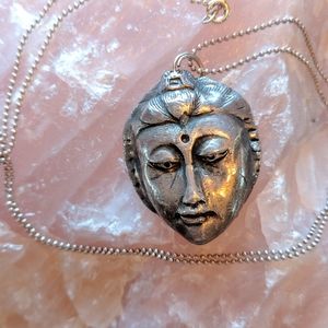 Handmade silver Buddha pendant necklace